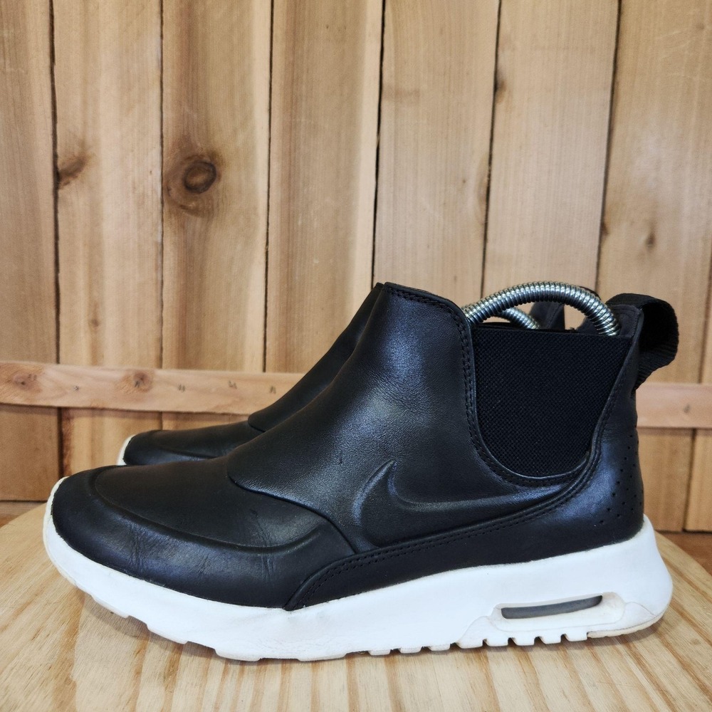 Nike Air Max Thea Mid Shoes Womens 8.5 Black Leather Slip On Sneakers 859550-001